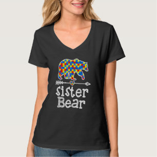 Autismus Bewusstsein Schwester Bären Unterstützung T-Shirt