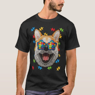 Autismus-Bewusstsein Shiba Inu Puzzle Sonnenbrille T-Shirt