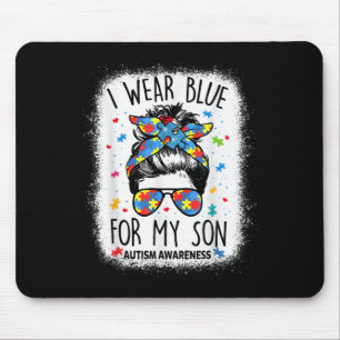 Autismus Bewusstsein Shirt Mama Messy Bun I Wear B Mousepad