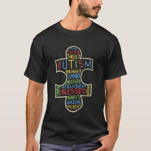 Autismus-Bewusstsein-Shirt-Puzzleteil-Wörter Autis T-Shirt