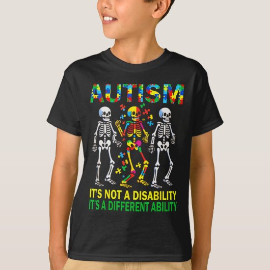 Autismus Bewusstsein Skelett tanzen Autistische Ki T-Shirt (Vorderseite)