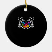 Autismus Bewusstsein Skeletton Hand Herz Puzzle Pi Keramik Ornament (Vorne)