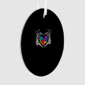 Autismus Bewusstsein Skeletton Hand Herz Puzzle Pi Ornament (Vorderseite)