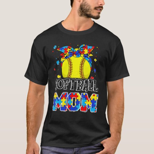 Autismus-Bewusstsein Softball-Mutter Puzzle-Teil S T-Shirt (Vorderseite)