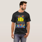 Autismus-Bewusstsein Softball-Mutter Puzzle-Teil S T-Shirt (Vorne ganz)