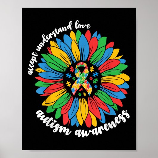 Autismus Bewusstsein Sonnenblume für Männer Frauen Poster (Vorne)