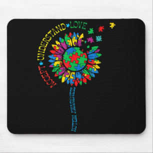 Autismus-Bewusstsein Sonnenblume Puzzle akzeptiere Mousepad