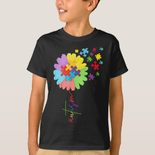 Autismus-Bewusstsein Sonnenblume Puzzle-Teil Kinde T-Shirt