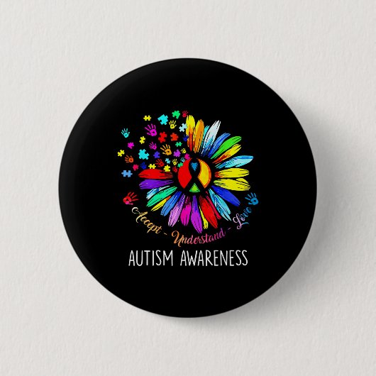Autismus Bewusstsein Sonnenblumen Akzeptanz verste Button (Vorderseite)