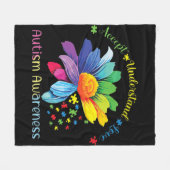 Autismus Bewusstsein Sonnenblumen Akzeptanz verste Fleecedecke (Vorderseite (Horizontal))