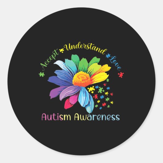 Autismus Bewusstsein Sonnenblumen Akzeptanz verste Runder Aufkleber (Vorderseite)