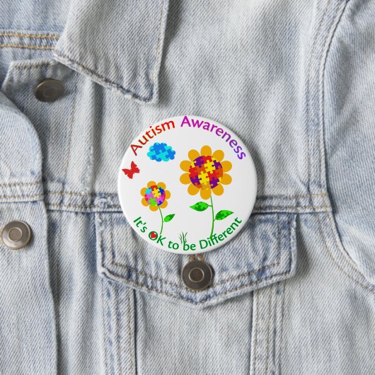Autismus Bewusstsein Sonnenblumen Button (Beispiel)