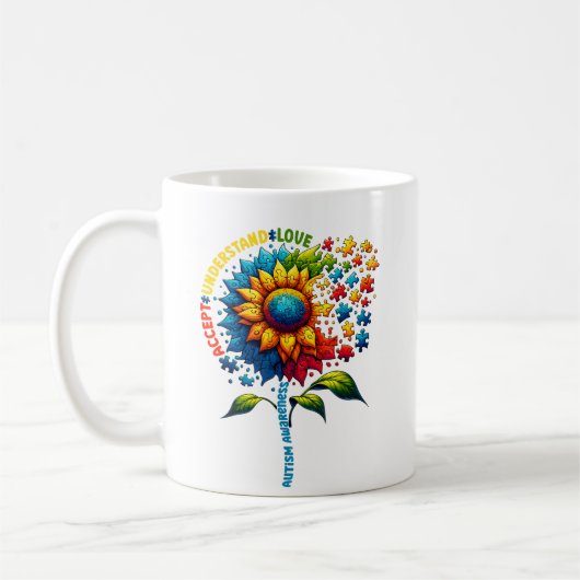 Autismus Bewusstsein Sonnenblumen Kaffeetasse (Links)