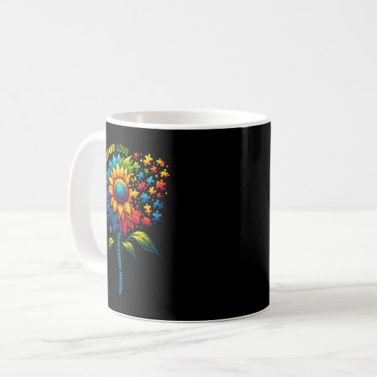 Autismus Bewusstsein Sonnenblumen Kaffeetasse (Vorderseite Links)