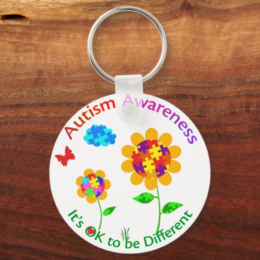 Autismus Bewusstsein Sonnenblumen Schlüsselanhänger (Vorderseite)
