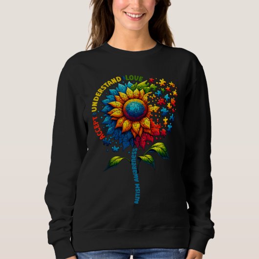Autismus Bewusstsein Sonnenblumen Sweatshirt (Vorderseite)