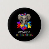 Autismus Bewusstsein Spaß Brille Elephant Embrace Button (Vorderseite)