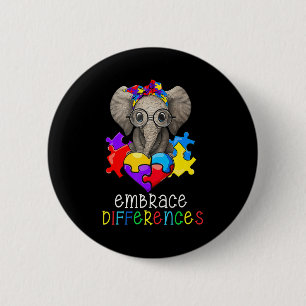 Autismus Bewusstsein Spaß Brille Elephant Embrace Button
