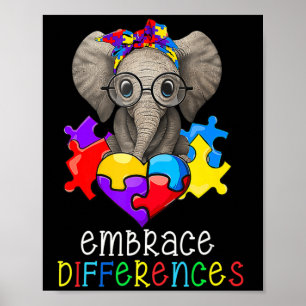 Autismus Bewusstsein Spaß Brille Elephant Embrace  Poster