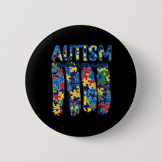 Autismus Bewusstsein Spectrum Pinselstrich Puzzle Button (Vorderseite)