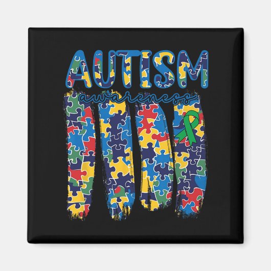 Autismus Bewusstsein Spectrum Pinselstrich Puzzle Magnet (Vorne)