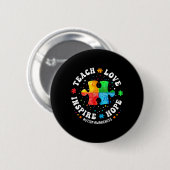 Autismus Bewusstsein Sped Teacher Lehrer Liebe Hop Button (Vorne & Hinten)
