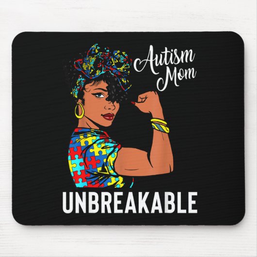 Autismus-Bewusstsein Starke Mutter Afro Mutter Sch Mousepad (Vorne)