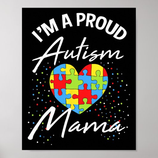 Autismus Bewusstsein stolz Mama Puzzle Herz Cool P Poster (Vorne)