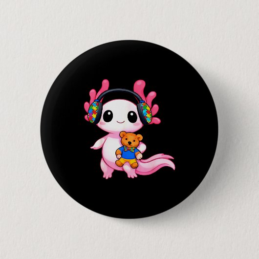 Autismus-Bewusstsein süßer Axolotl-Tier Button (Vorderseite)