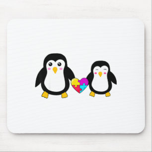 Autismus-Bewusstsein Süßer Pinguin Herz Puzzles T- Mousepad