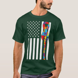 Autismus Bewusstsein Tag Gift Flag Puzzle Stück Fa T-Shirt