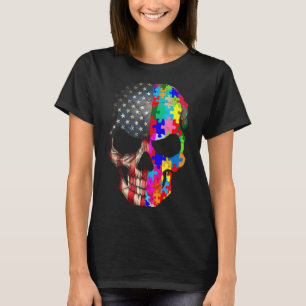 Autismus-Bewusstsein Totenkopf-Puzzleteile Totenko T-Shirt
