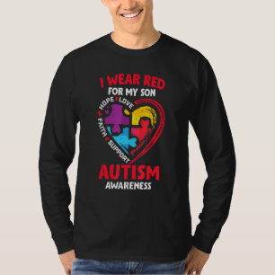 Autismus Bewusstsein trage ich rot für meine Sohn  T-Shirt