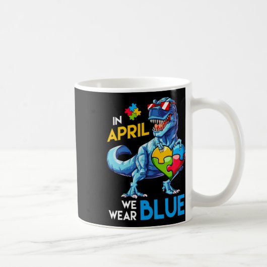 Autismus Bewusstsein Trex Dino Dinosaur Dinosaurus Kaffeetasse (Rechts)