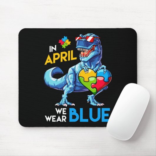 Autismus Bewusstsein Trex Dino Dinosaur Dinosaurus Mousepad (Mit Mouse)