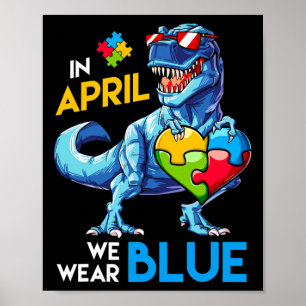 Autismus Bewusstsein Trex Dino Dinosaur Dinosaurus Poster