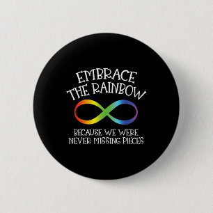Autismus-Bewusstsein Umarme Den Regenbogen-Unendli Button