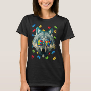 Autismus-Bewusstsein Wolf Puzzle Sonnenbrille Auti T-Shirt
