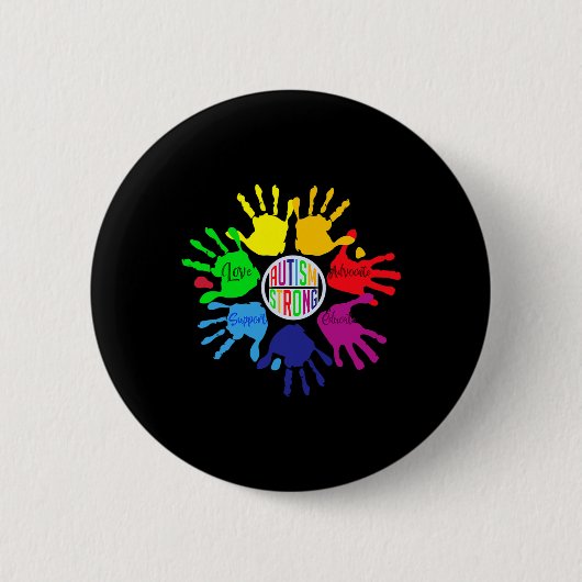 Autismus Bewusstsein Zeichensprache Hand Puzzle Un Button (Vorderseite)