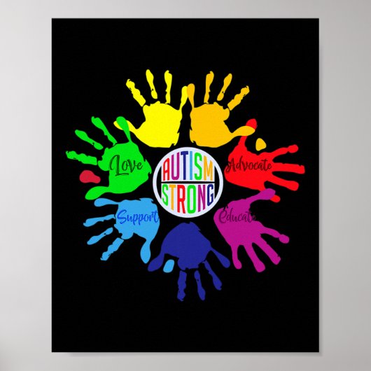 Autismus Bewusstsein Zeichensprache Hand Puzzle Un Poster (Vorne)