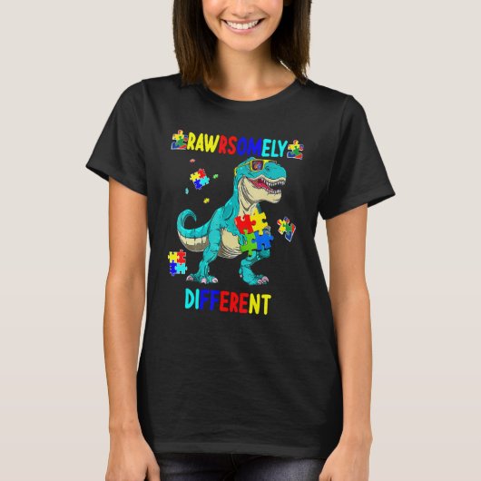 Autismus Bewusstsein ziemlich anders Dinosaurier D T-Shirt (Vorderseite)