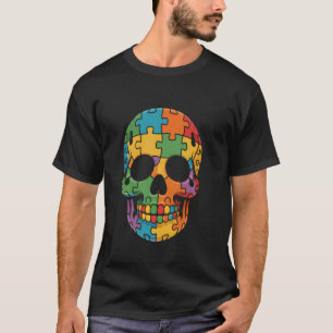 Autismus-Bewusstsein Zucker-Schädel-Puzzle Männer T-Shirt