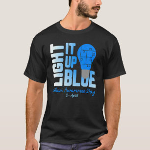 Autismus-Bewusstsein Zünde Blaue Birne Puzzle-Teil T-Shirt
