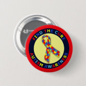 Autismus-Bewusstseins-Band Button (Vorne & Hinten)