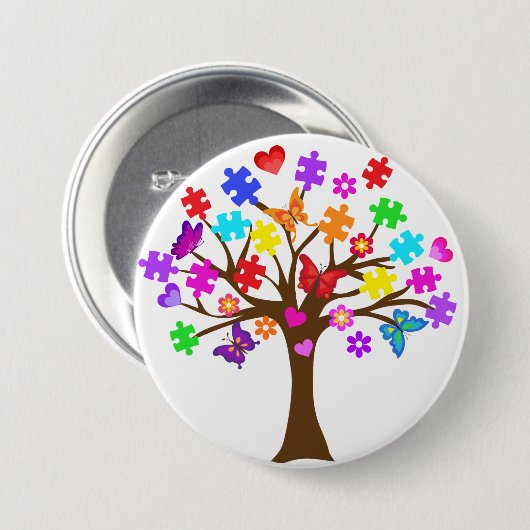 Autismus-Bewusstseins-Baum Button (Vorne & Hinten)