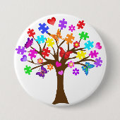 Autismus-Bewusstseins-Baum Button (Vorderseite)