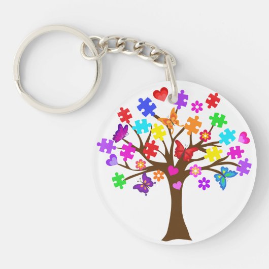 Autismus-Bewusstseins-Baum Schlüsselanhänger (Vorderseite)