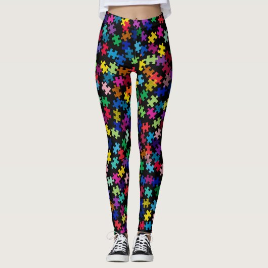 Autismus-Bewusstseins-bunte Leggings (Vorderseite)