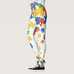 Autismus-Bewusstseins-Farbenfrohe Puzzleteile Leggings
