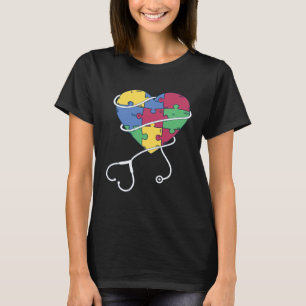 Autismus-Bewusstseins-Krankenschwester-Herz-Puzzle T-Shirt